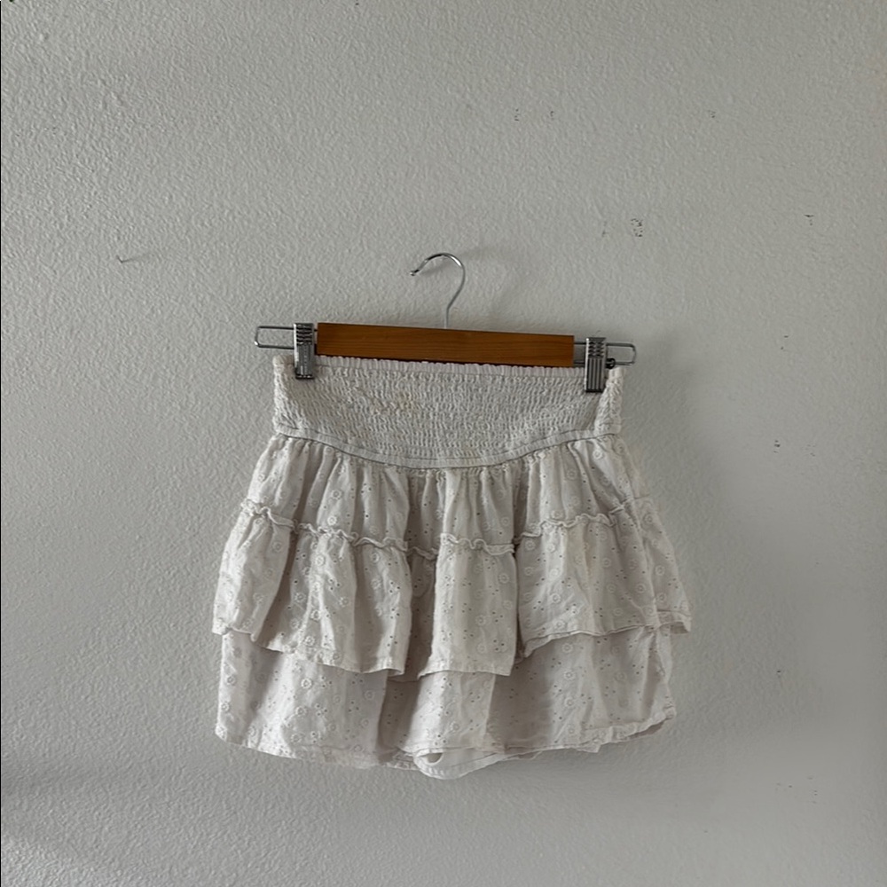 Hollister White Tiered Mini Skirt